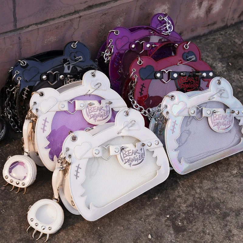 3 Way Ita Bag Autumn 2024 przezroczysta torba Crossbody nowy szykowny miś Kawaii torba na ramię z PU ucha popularne plecaki Bolsos Сумка