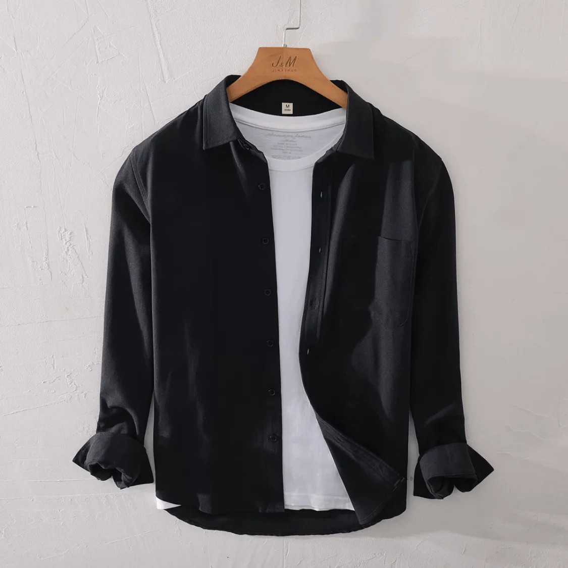Premium Feeling Thin Linen Men's Shirt Casual Loose White Long Sleeve Shirt Trendy Outdoor Jacket Standard Fit Youth Fashion