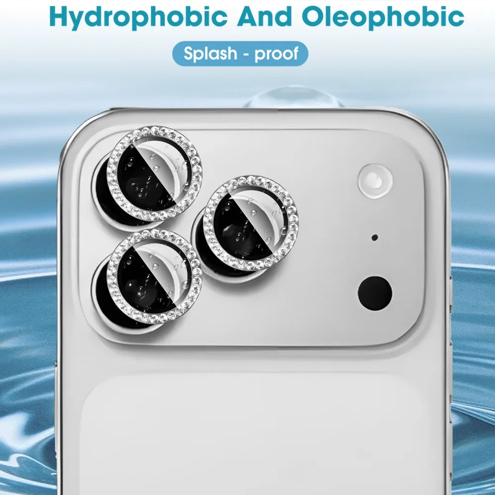 아이폰 17 프로 맥스 카메라 렌즈 강화유리 보호필름 (럭셔리 다이아몬드 링 디자인) 1-3개입 (아이폰 17 프로, 17 에어 호환)