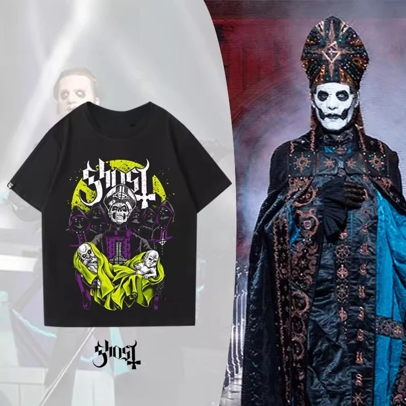 

Ghost Band Short Sleeve T-Shirt Men and Women Swedish Heavy Metal Comic Style Children's 3D Polyester Rock Metal Peripheral