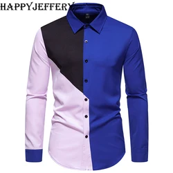 Happyjeffery Mens Casual Geometric Shirt Turn-down Collar Men Long Sleeve Shirts Man Designer Cloth S46