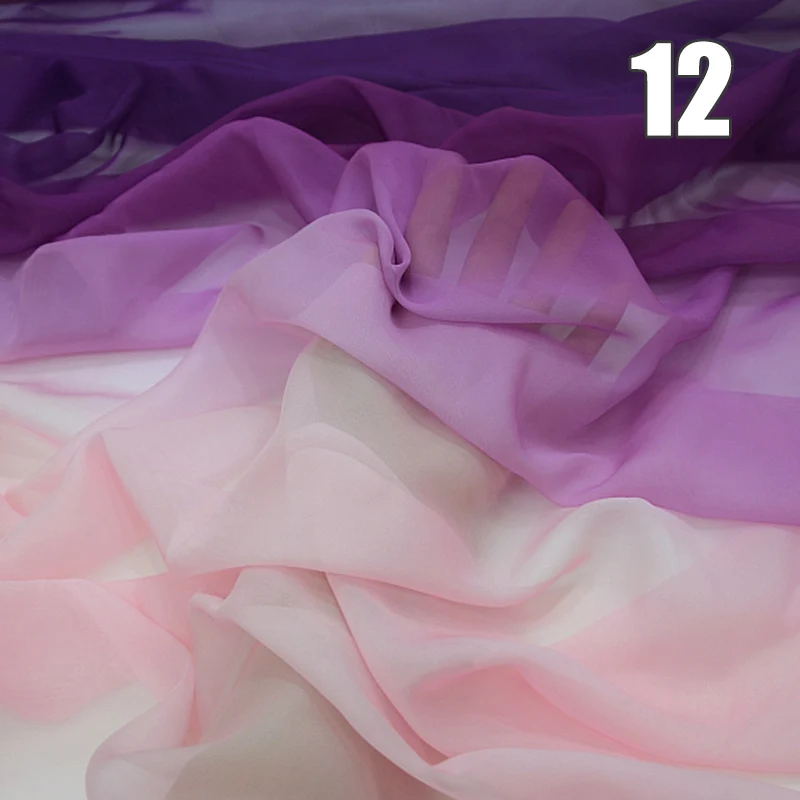 1M Rainbow Gradient Color Flowy Chiffon Fabric Organza Tulle Fabric For Diy Ancient Style Hanfu Dress Stage Costume Background