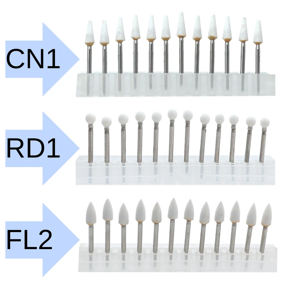 AG 12Pcs/Pack Dental Polishing Stone Handpiece Burs FG Cone Flame Dentist Teeth Whiting Dentist Tools Ceramic Grinders Care