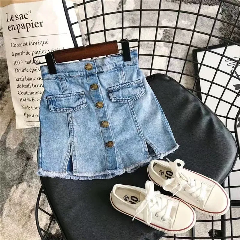 Girls 2024 Summer New Medium Children Korean Version Skirt Small Children Korean Version Thin Denim Shorts Children's Pants