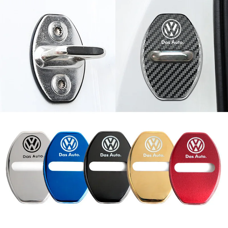 4Pcs Car Door Lock Protective Cover Auto Sticker Accessories For Volkswagen VW GTI Rline R Polo Golf Passat Magotan Tiguan Jetta