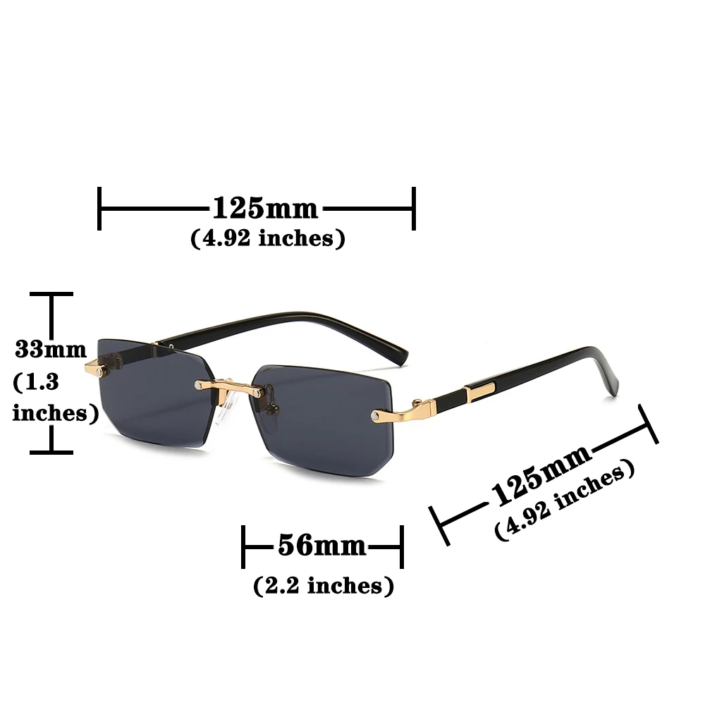 3 Pcs/Set Rimless Sunglasses Rectangle Fashion Women Men Shades Small Square Sun Glasses For Female male Summer Traveling Oculos