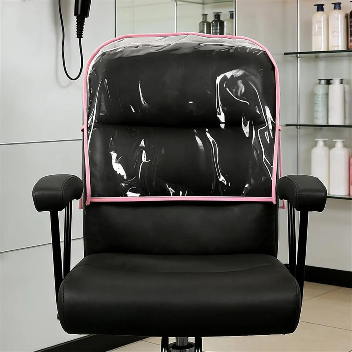 Housse de dossier de chaise de coiffeur en plastique, protection de chaise de salon de coiffure 20x15 pouces, imperméable et anti-taches pour usage en salon de beauté