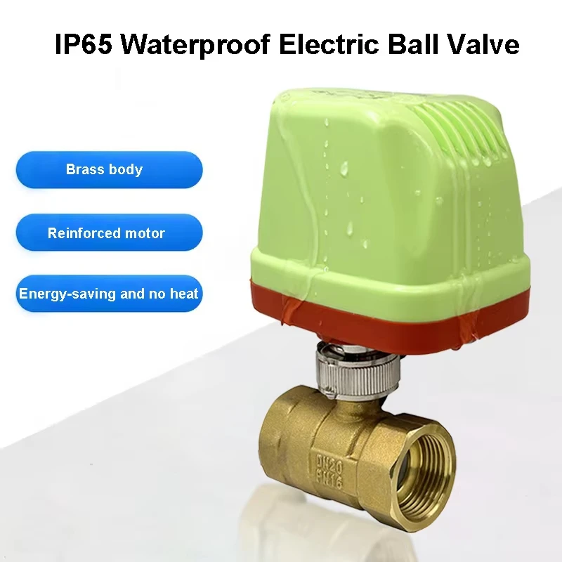 Vanne à boisseau sphérique motorisée étanche IP65 1/2'' 3/4'' 1'' 2'' 220V 12V 24V en laiton, électriques 3 fils/2 fils