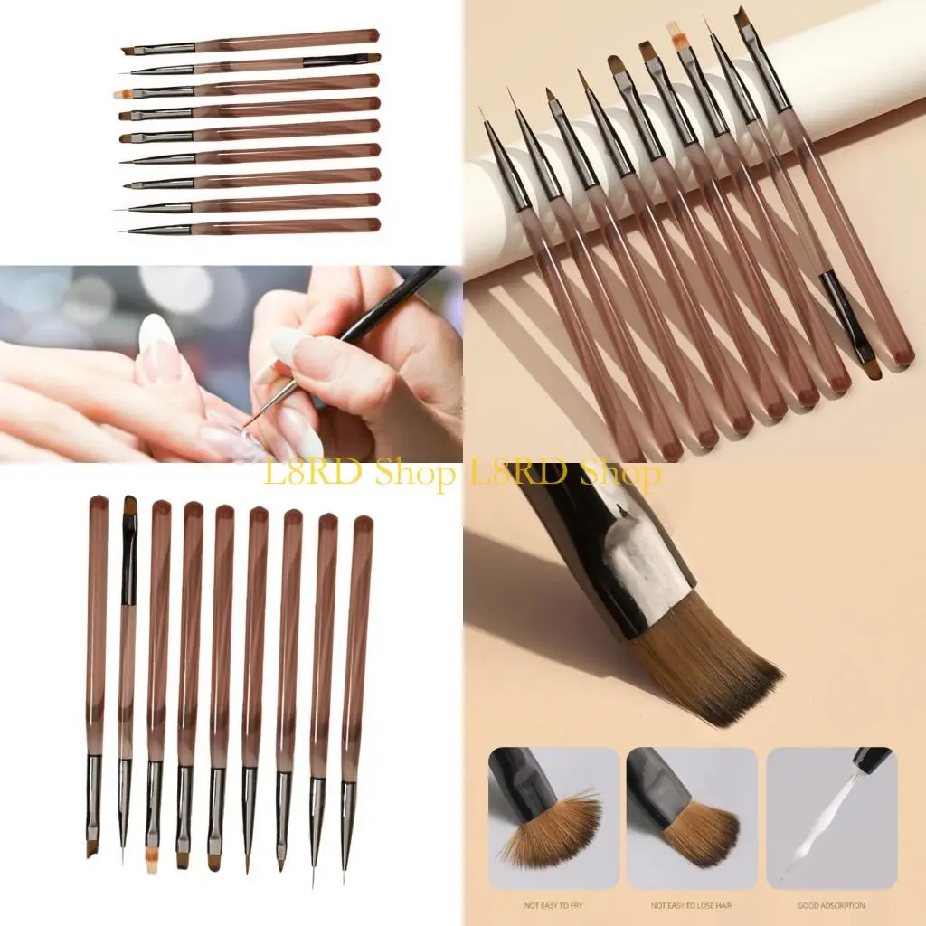 

L8RD Salon Essential 9Pcs Art Brush Set Ergonomic Design Professional Tools