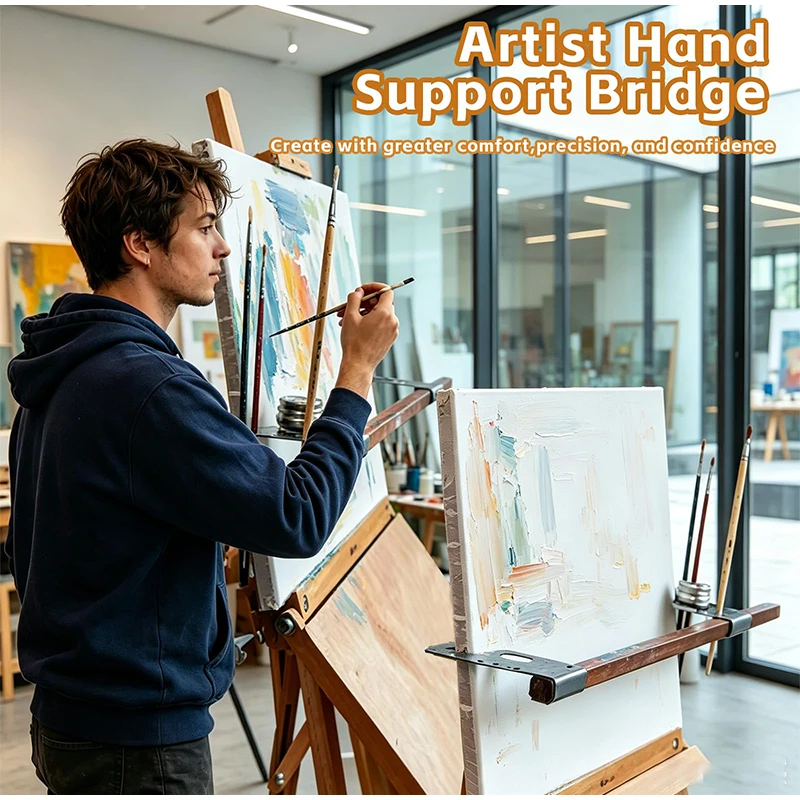 Adjustable Easel Hand Support Bar Metal Artist Hand Bridge with Self-Locking Mechanism Ergonomic Wrist Rest for Detail Artwork