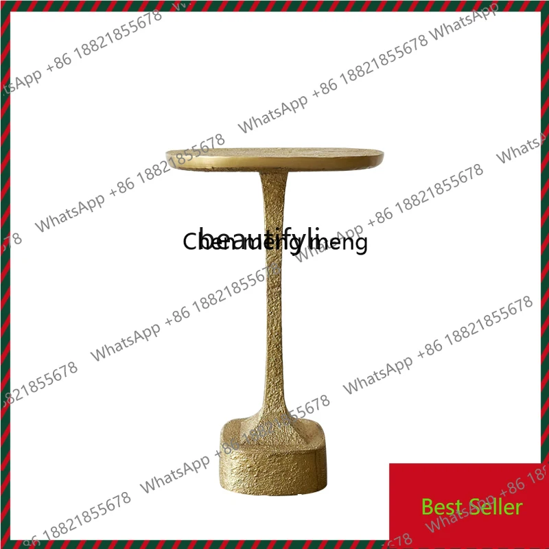 

Modern Light Luxury Creative Design Brass Nail Side Table Bedside Supporter Corner Table Living Room Sofa