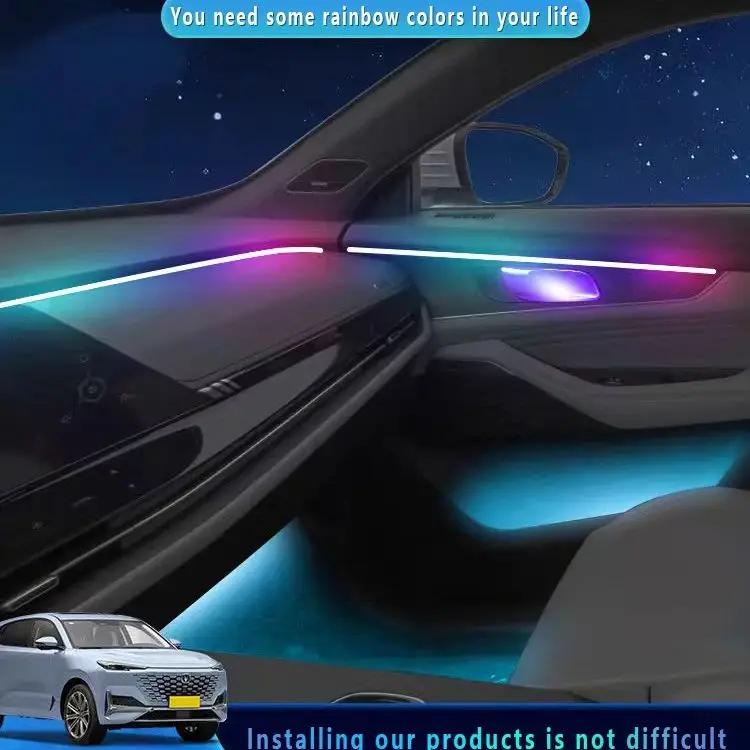 Full 64 Color Streamer Car Ambient Lights RGB Color Universal LED Interior Hidden Ergonomic Strip Symphony Atmosphere Lamp