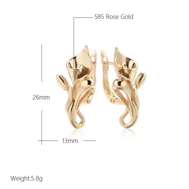 Wbmqda Elegant Fashion Tulip Shape Drop Earrings For Women 585 Rose Gold Color High Quality Daily Jewelry Trend 2023 New Items