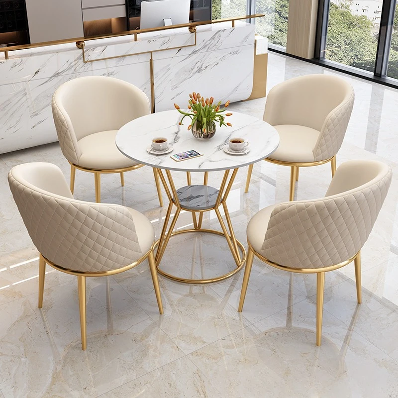 

Light luxury negotiation table and chair combination beauty salon milk tea shop office rest area hotel sales office reception