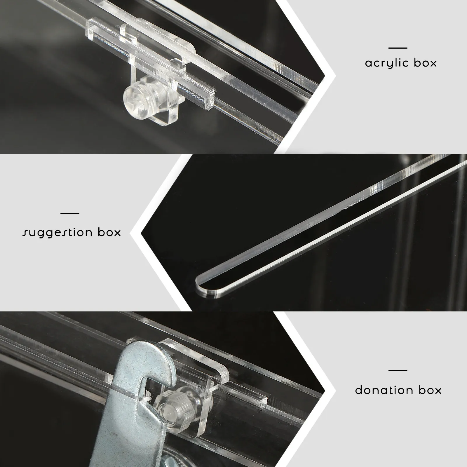 Clear Acrylic Ballot Box with Lock Secure Donation Ticket Suggestion Voting Comment Storage Container
