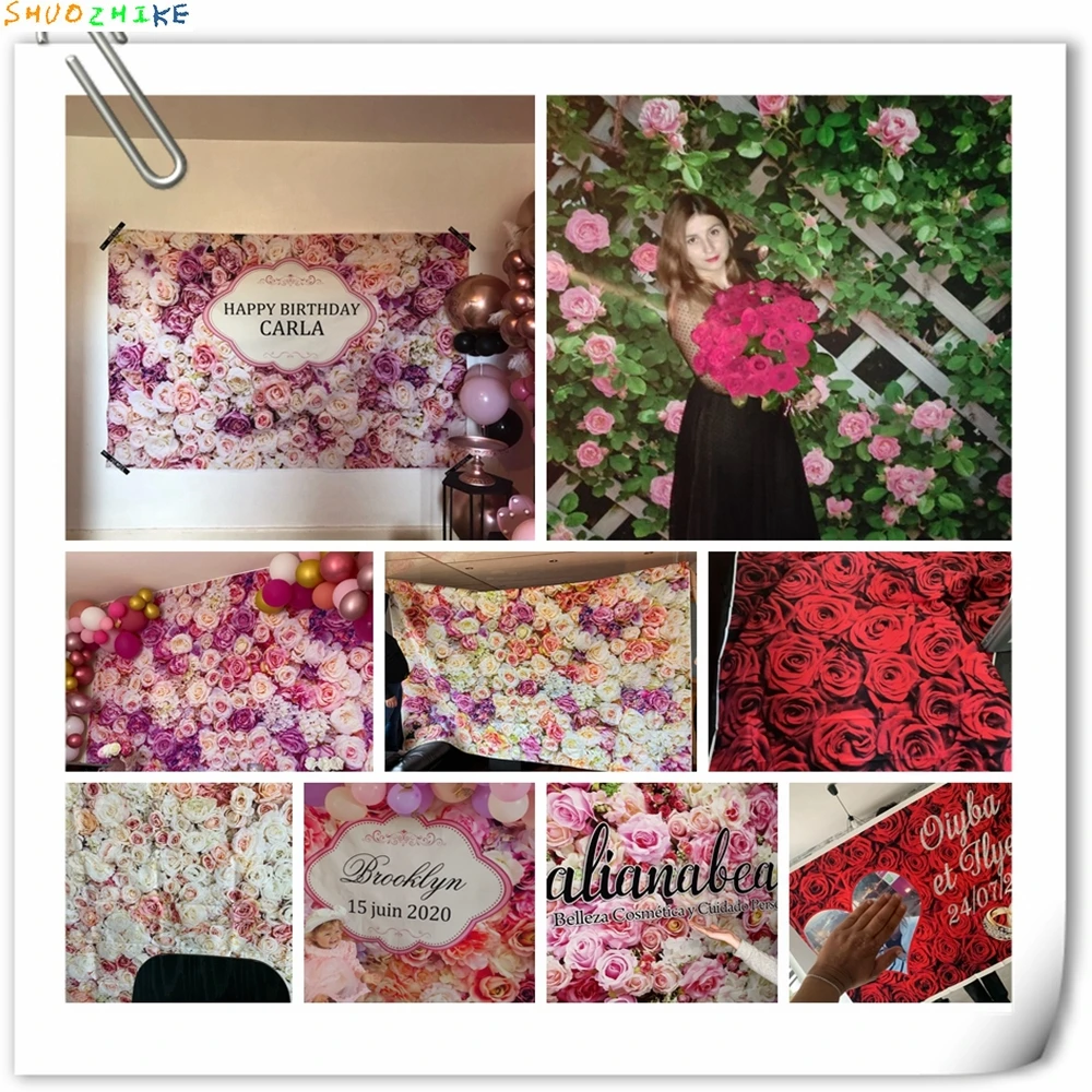Kwiatowe tło kwiatowe Baby Shower ślub wieczór panieński urodziny fotografia imprezowa tło dekoracje ścienne baner Photostudio