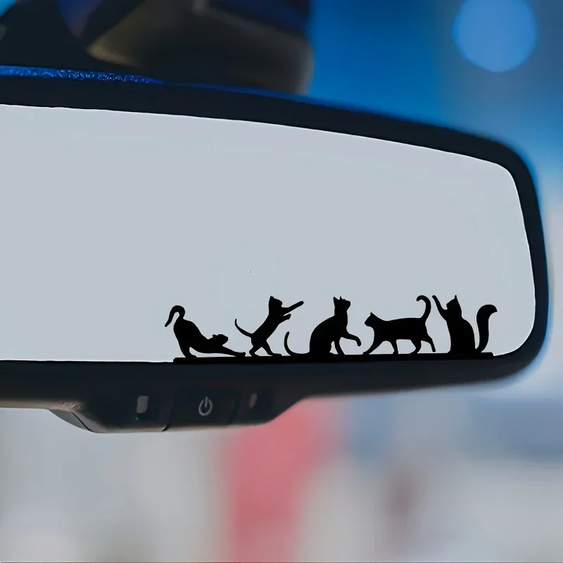 2Pcs Adorable Cat Car Rearview Mirror Stickers for Car Motorcycle Helmet Mirror Decoration