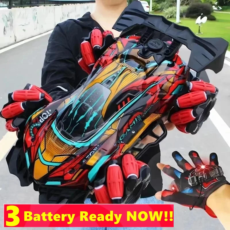 F1 Drift RC Car With Led Lights Music 2.4G Glove Gest Radio Remote Control Spray Stunt Car 4WD 4x4 Electric Children Toys