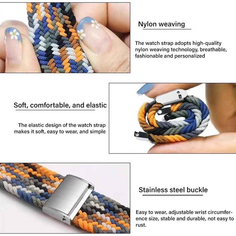 Solo Loop intrecciato per cinturino Apple watch 40mm 45mm 49mm 44mm 41mm 38mm 42mm Bracciale a scatto in nylon iWatch ultra serie 8 se 6 7 cinturino