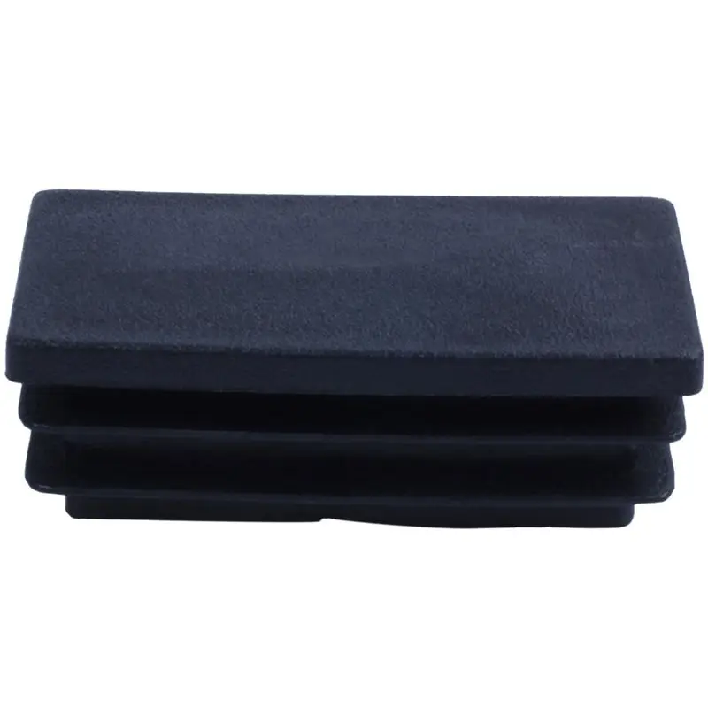 A84X-Plastic Rectangle Blanking End Tube Caps Inserts 25X50mm 180Pcs Black