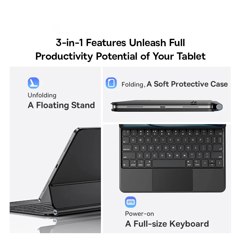 Imagem -04 - Baseus-teclado Mágico Bluetooth Smart Cover Capa Magnética para Ipad Pro Air Air 11 12.9 13 2014 20232023