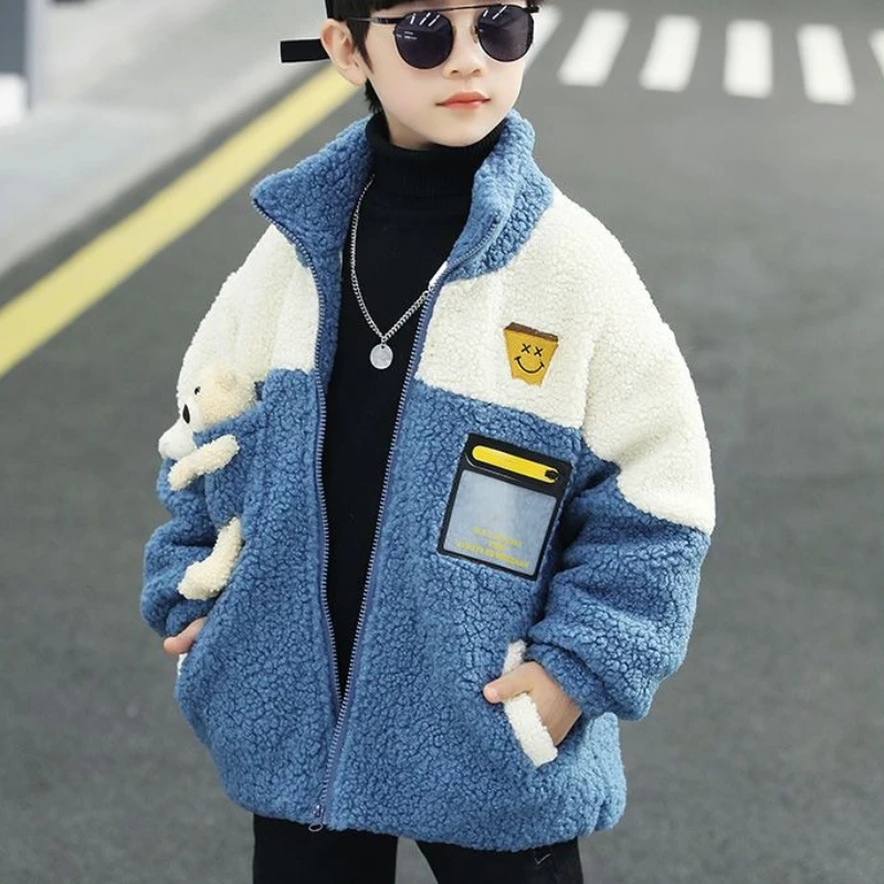 

Новое утепленное хлопковое пальто на флисовой подкладке для мальчиков 2025 года — теплая уличная зимняя куртка для детей, теплая детская зимняя одежда на хлопковой подкладке