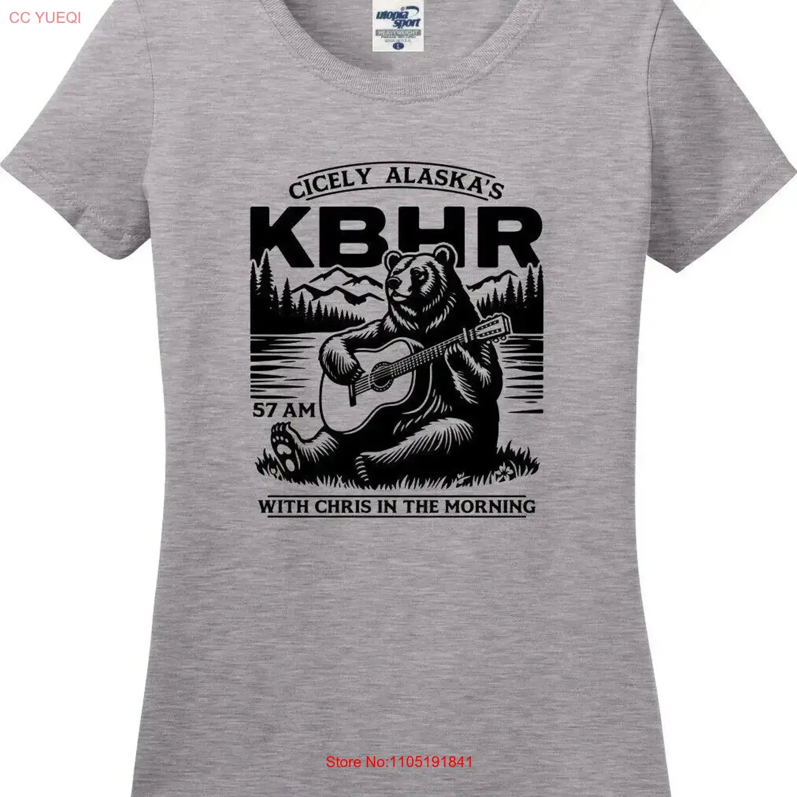 Cicely Alaka's KBHR Bear Guitar Missy Fit Ladies T Shirt S 3X vintage Washed Stretched Stylish Breathable Slightly streetwear