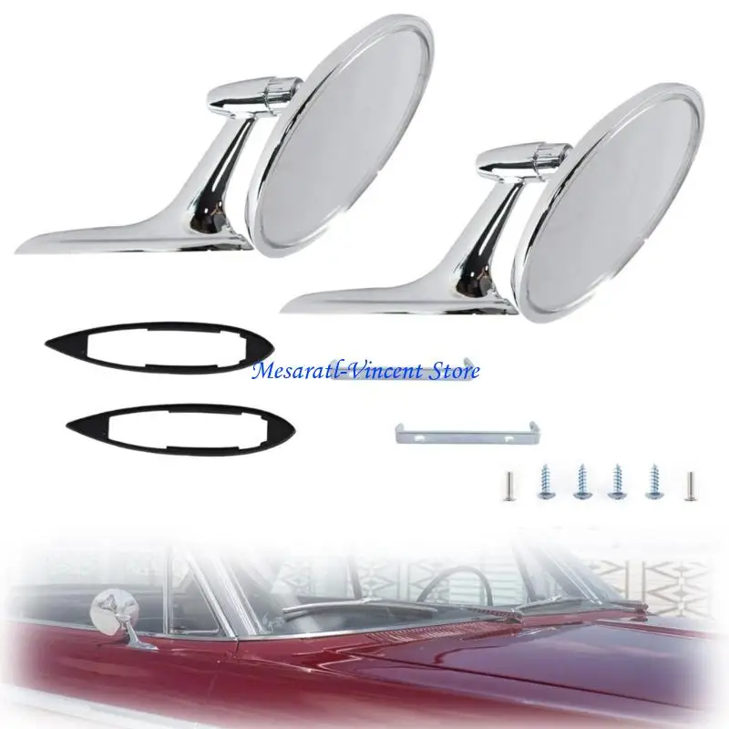 A70F Round Rearview Mirror With Wide View For Safety Metal Construction Retro 654394765672