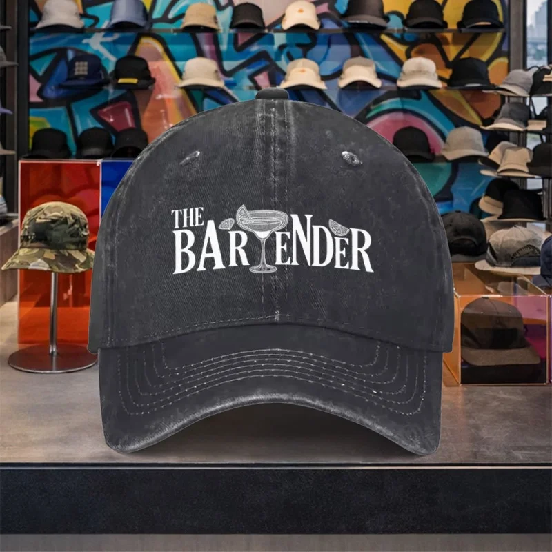 THEBARTENDER Bartender Baseball Cap Unisex Peaked Vintage Casual Hat for Outdoor Travel Camping Multiple Colors