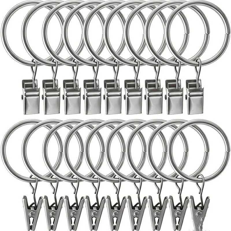 56 pcs 25mm Metal Curtain Hanger Rings Easy Slide On Rod, designed for Bathroom Shower Panels, Rust Resistant Finish view 3