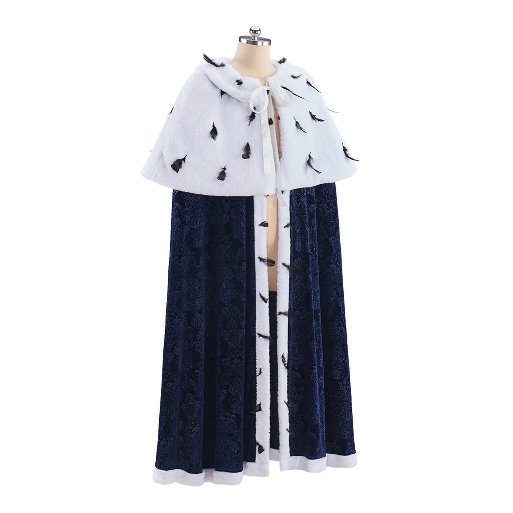 Capa de rey de la Reina Charlotte Story, capa azul oscuro para hombre, vestido de baile del siglo XVIII de KING GEORGE III, capa victoriana