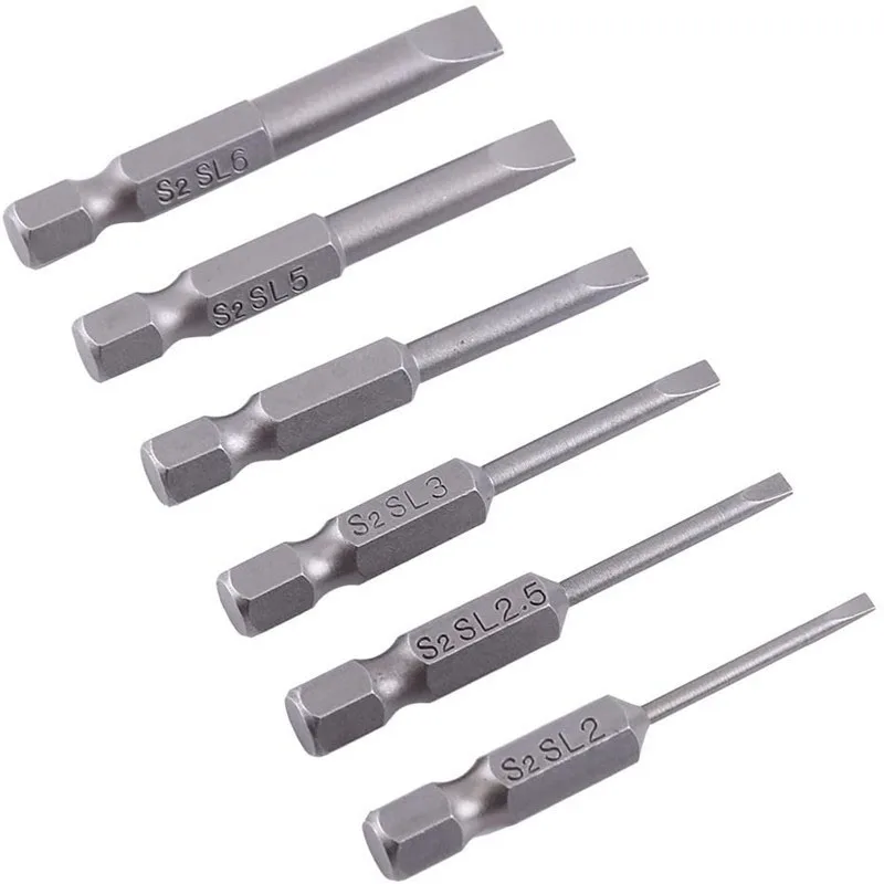 6Pcs Slotted Screwdrivers Bits 1/4\