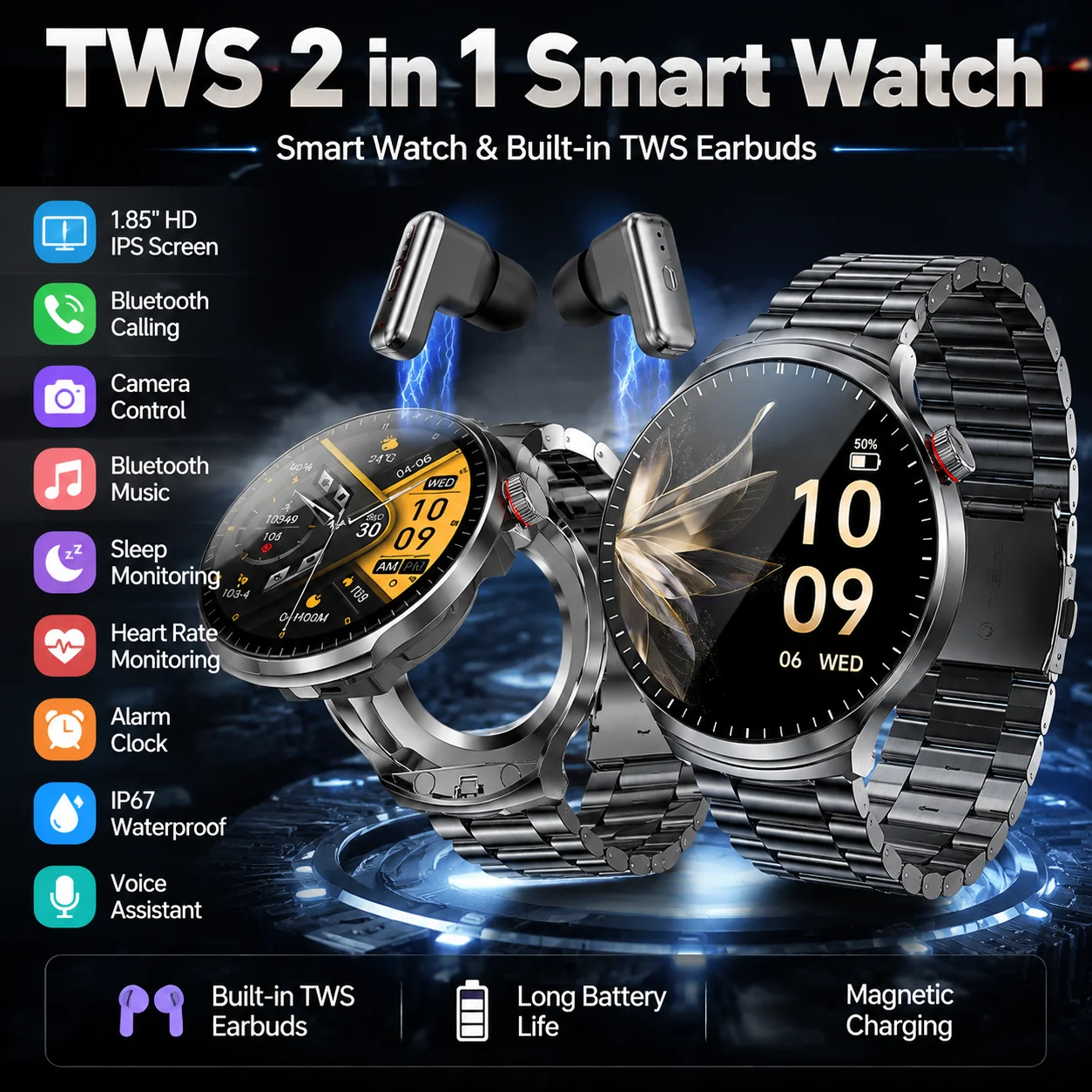 Smartwatch Noise Watches For Men - Smartwatch TWS 2 in 1 con