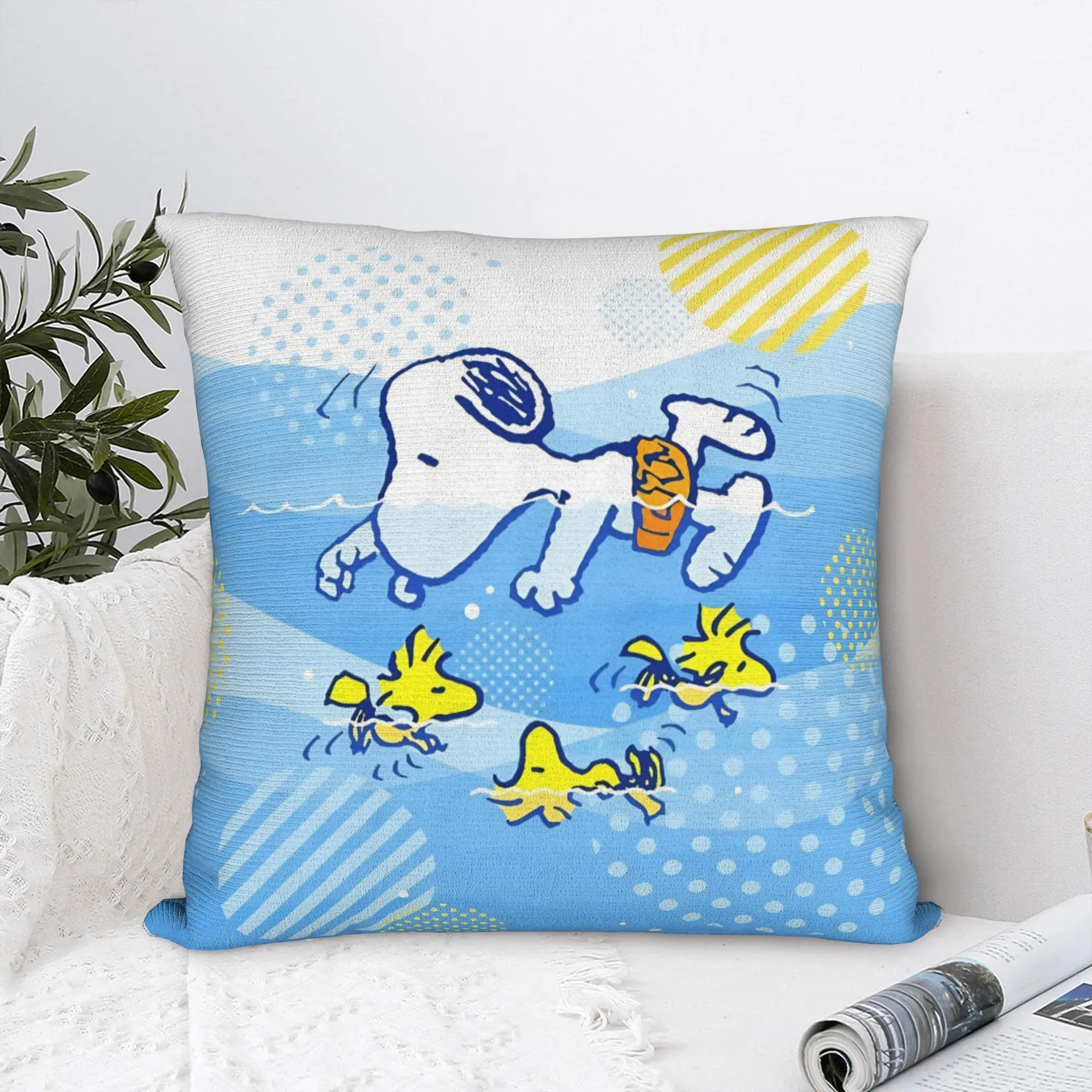 Cartoon Cute S-Snoopys Square Pillowcases Polyester Sofa Beach Cushion Case Creative Home Decoration Throw Pillow Case 45*45