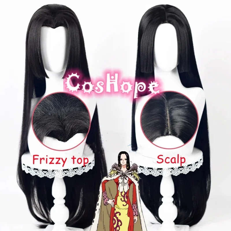 Boa Hancock Wig Hitam Lurus Panjang 100Cm Wanita Cosplay Anime Wig Sintetis Tahan Panas