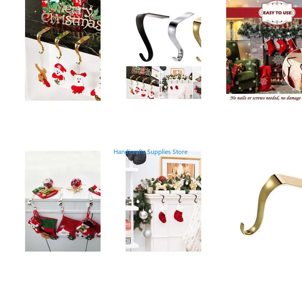R1WA Stylish Metal Stocking Hangers for Holiday Mantels Decoration Daily Use