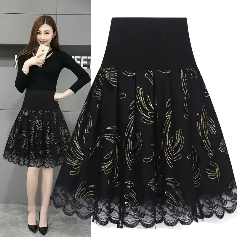 Voile Pleated A- line Short Skirt Elastic Waist Large Size Woman Skirts Mujer Faldas Saias Mulher