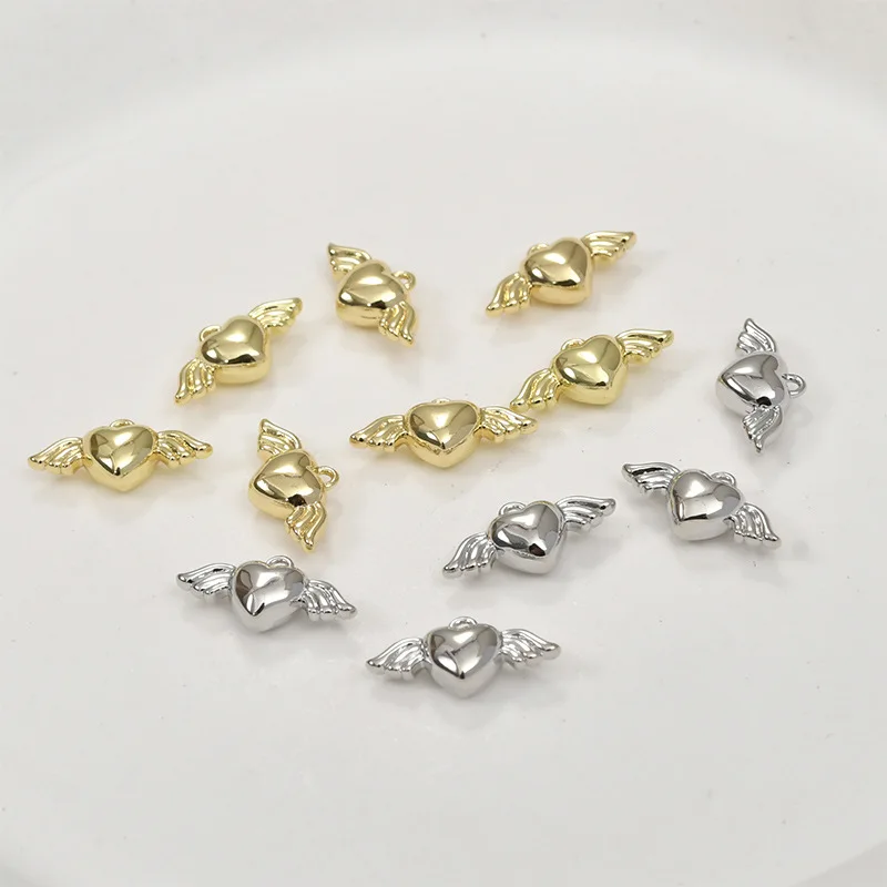 Copper-plated 14k Gold Color-preserving Mini Love Wings Pendant DIY Bracelet Necklace Ear Jewelry Pendant Accessories Material