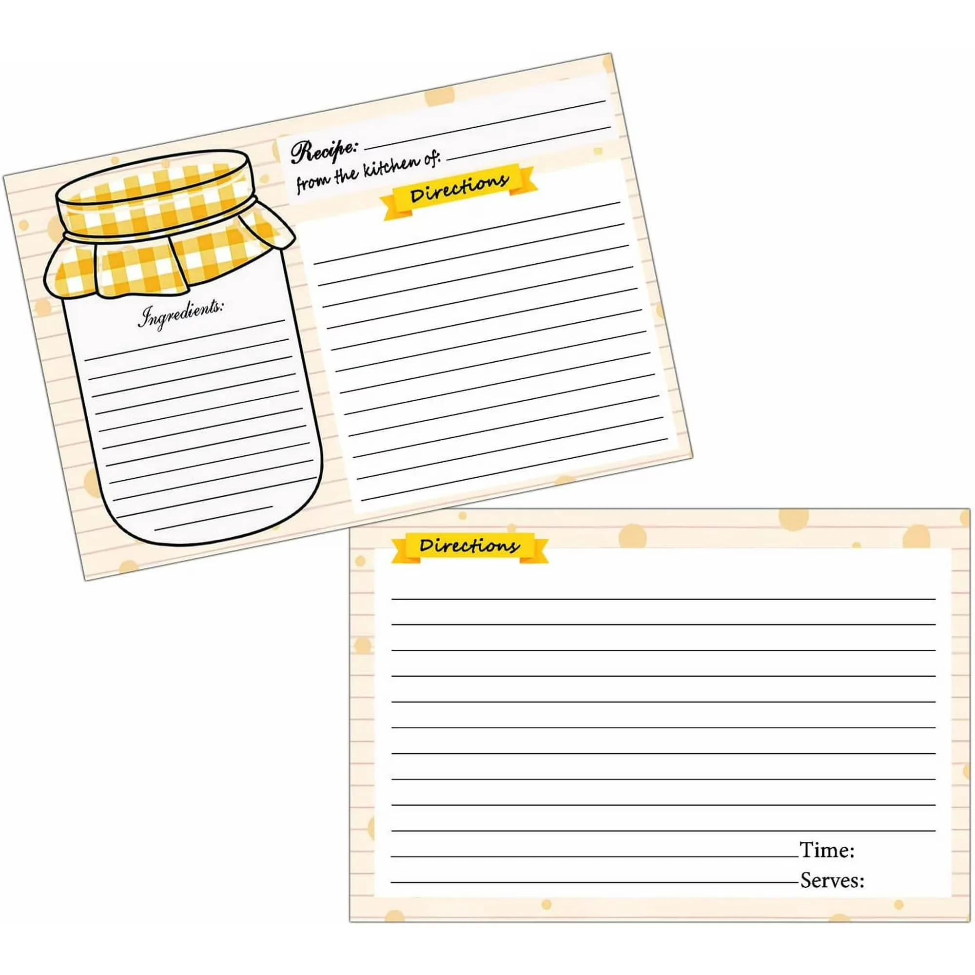 50pcs Mason Jar Recipe Cards 4×6 inch Double Sided Cards For Wedding,Bridal Shower,Farmhouse