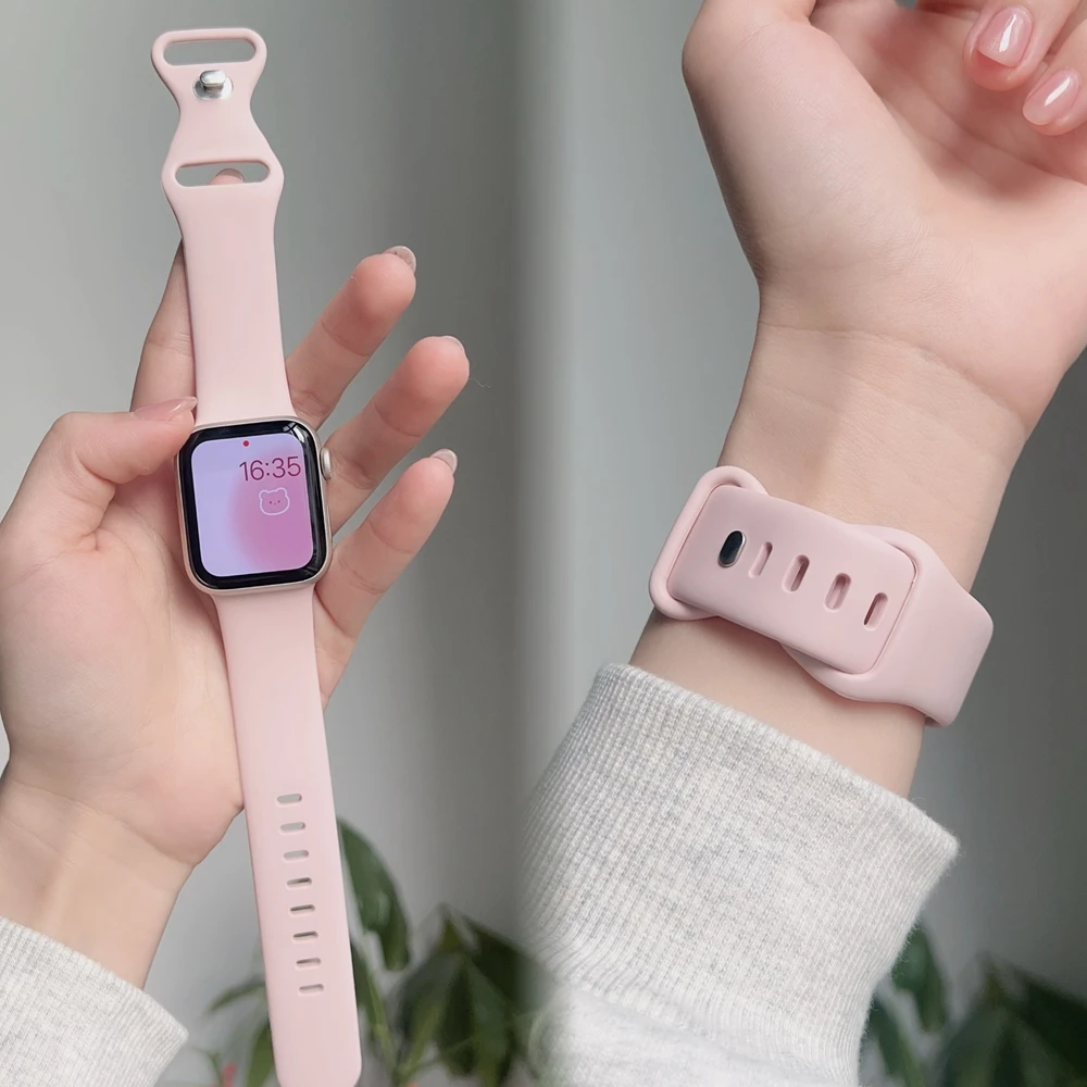 고품질 실리콘 스트랩 애플 워치 밴드 여성용 시리즈 울트라 11/10/9/8 38mm 40mm 41mm 42mm 44mm 45mm 46mm 49mm