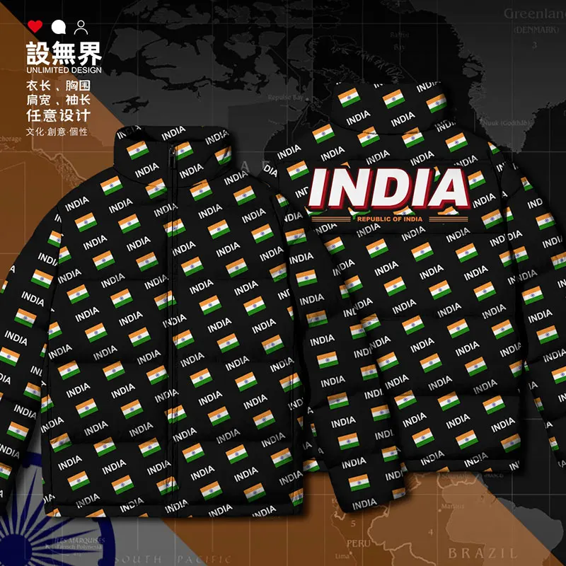 Republic of India IND Indian country flag White duck down Jaket pria pakaian pria tebal baru fashion mantel musim dingin