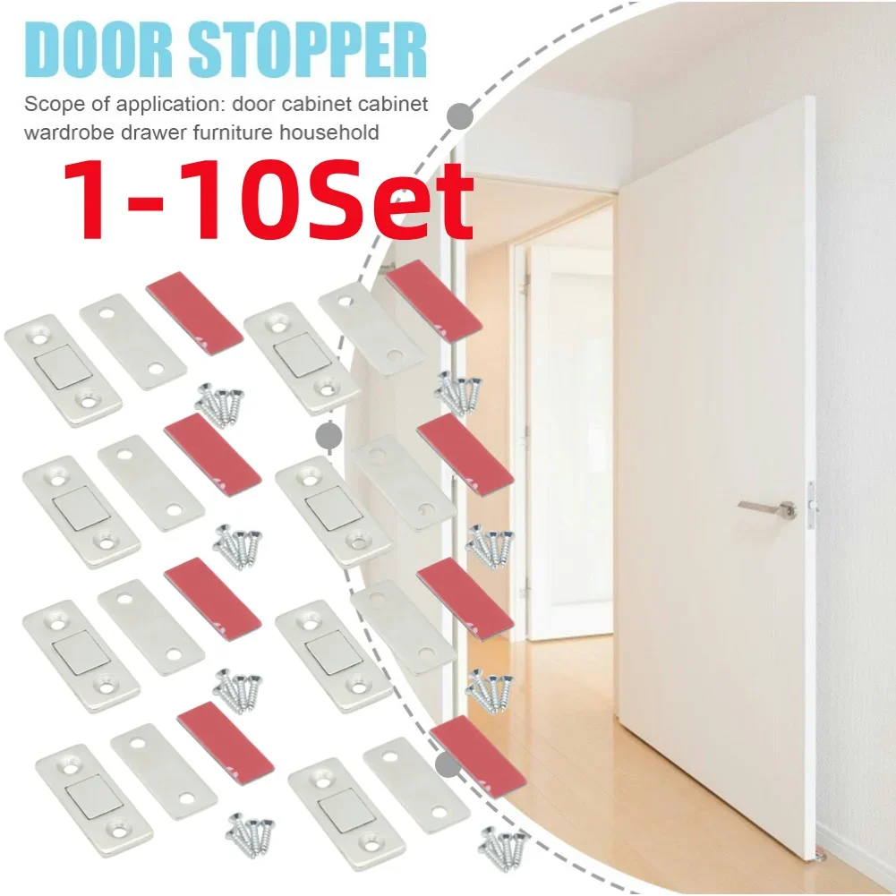 10-1Set Magnetic Cabinet Catches Door Stops Magnet Catch Adhesive Drawer Ultra Thin Cabinet Door Closure with Screw