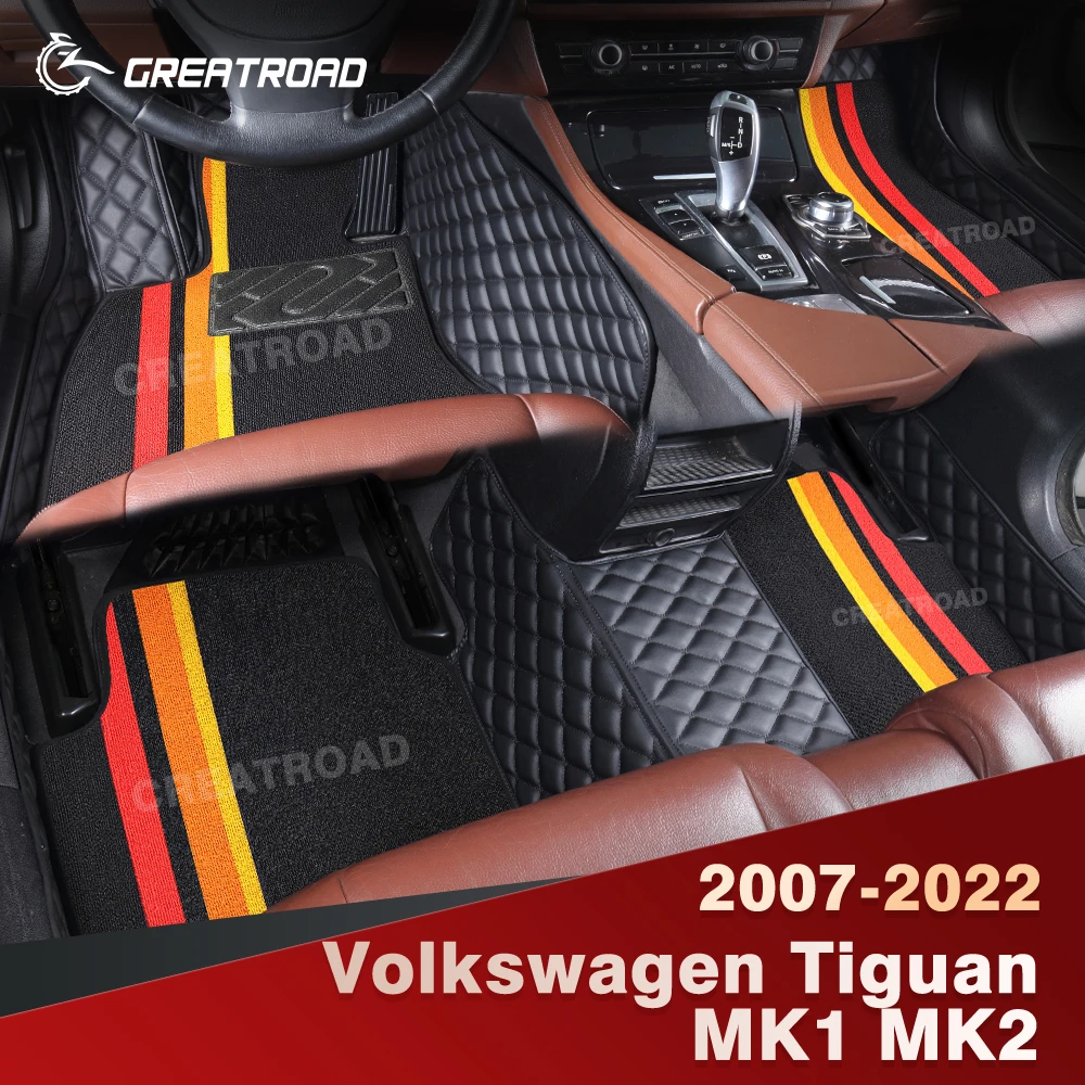 

For Volkswagen Tiguan MK1 MK2 2007-2022 Double Layer Car Floor Mats Custom Auto Carpet Cover Interior Accessories