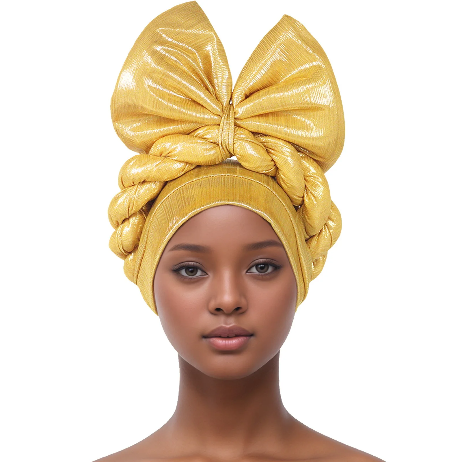 

Exaggerated Big Bowknot African Headtie Braid Women's Turban Cap Nigerian Auto Gele Wedding Geles Party Headpiece