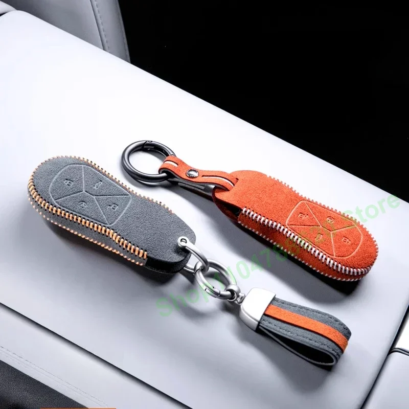 Alcantara Car Key Bag for XPeng Xiaopeng G6 G9 P7i High-End Key Case Cover Keychain Interior Accessories