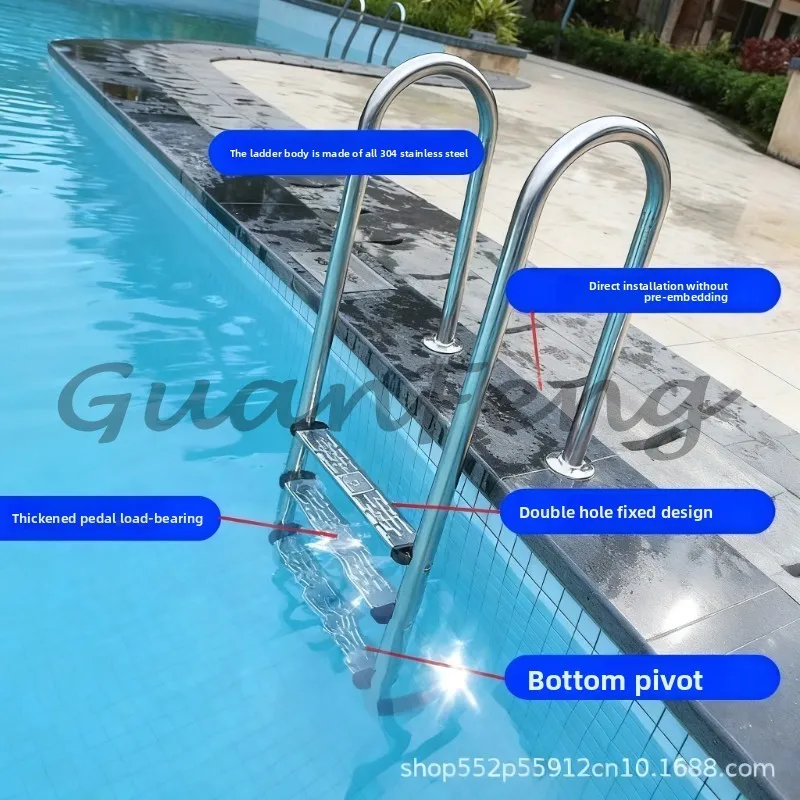 2/3/4/5‑Step 304 Stainless Steel Pool Ladder, Metal Swimming Pool Ladder with Optional Plastic or Stainless Steel Steps