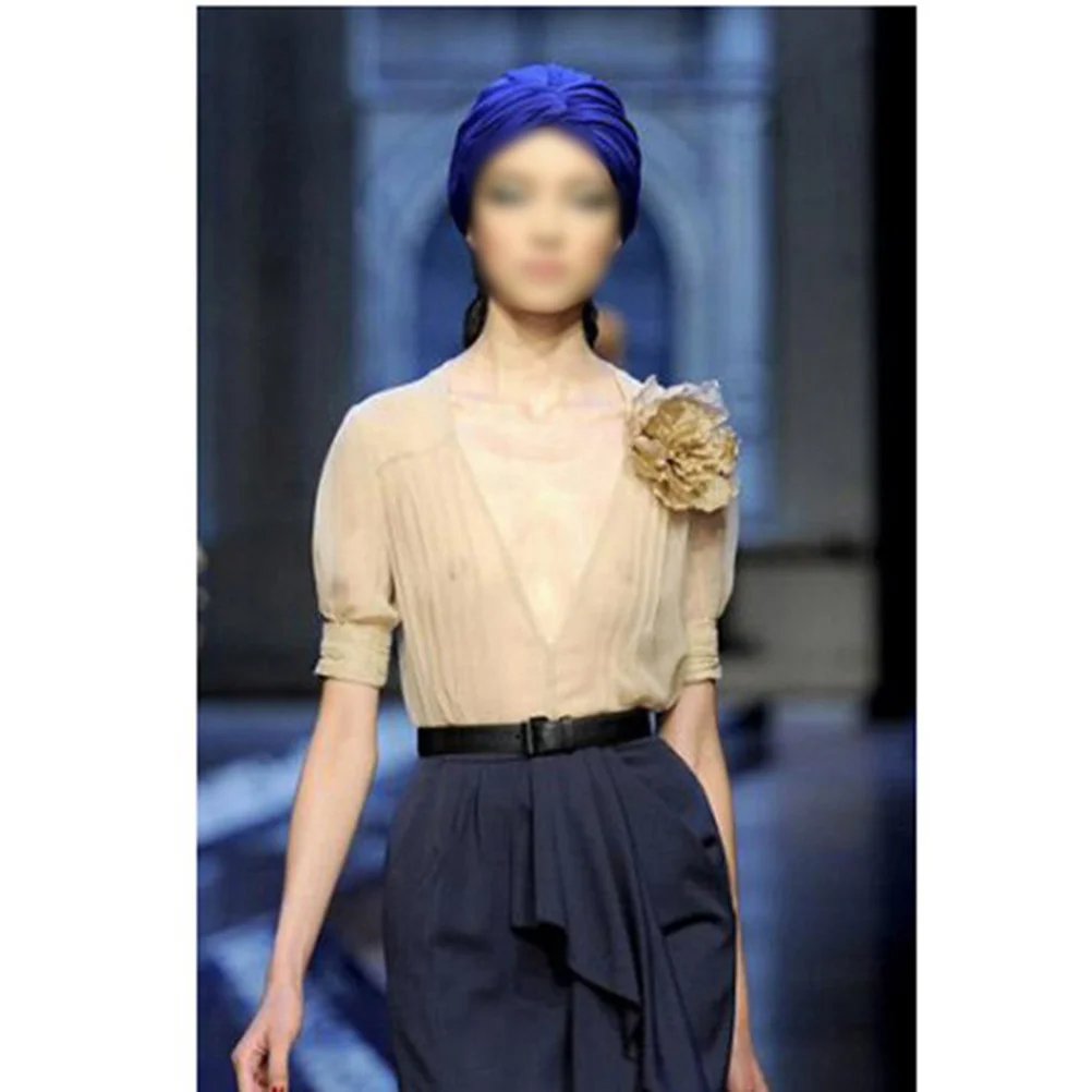 

Indian Blue Turban Hat Baotou Yoga Turtleneck Soft Cotton Perfect for Women Hair Loss Cancer Chemo All Season Wear