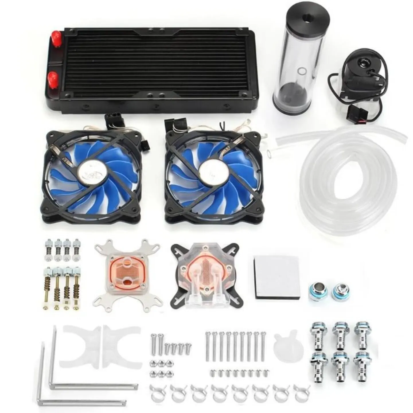DIY Liquid Cooling Unit, PC Water Cooling Kit for CPU & GPU, Complete Set with Cooling Radiator