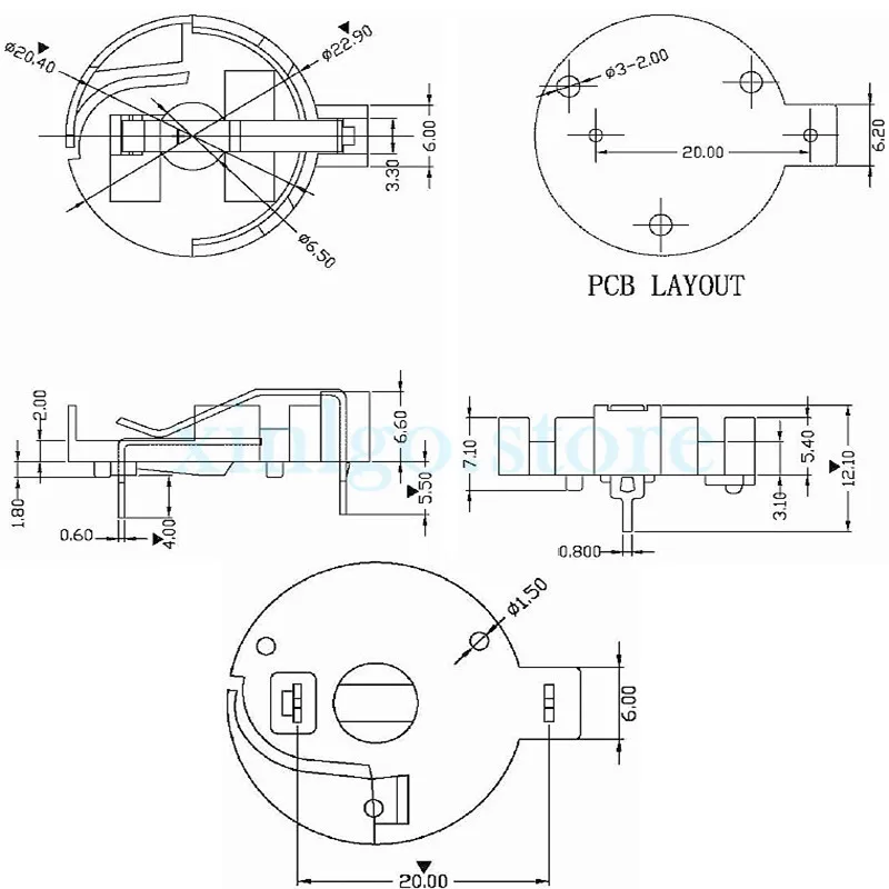 Support de piles boutons, 10 pièces, BS-3 3V CR2032 CR2025 2032 2025, porte-piles à Clip, prise droite, étui noir