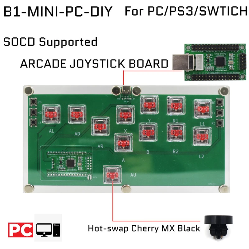 Slimbox bojowy Joystick do gier do walki z kijem wiśniowym MX przycisk kontroler kodera Hot-swap Mini konsola do gier w stylu Hitbox do komputera